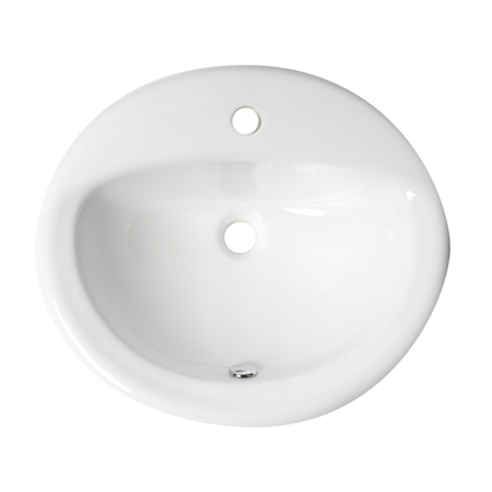 Alfi Brand ALFI brand ABC802 White 21" Round Drop In Ceramic Sink with Faucet Hole ABC802